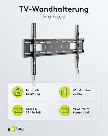Настінне кріплення для телевізора Goobay Basic Fixed M 32-55 дюймів, VESA 600x400, до 50 кг, ультратонке 20.5 мм