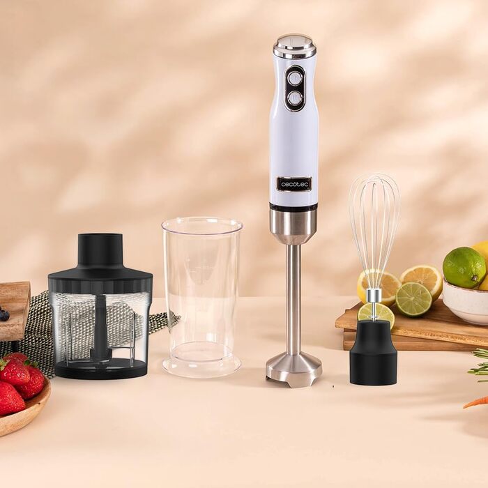Блендер Cecotec Stabmixer Power RetroBlue 1200MAX Cream&Crush, 1200 Вт, 2 швидкості, набір аксесуарів, захист від бризок