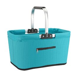 Складаний кошик для покупок 25L з м'якими ручками та кишенею на блискавці, блакитний