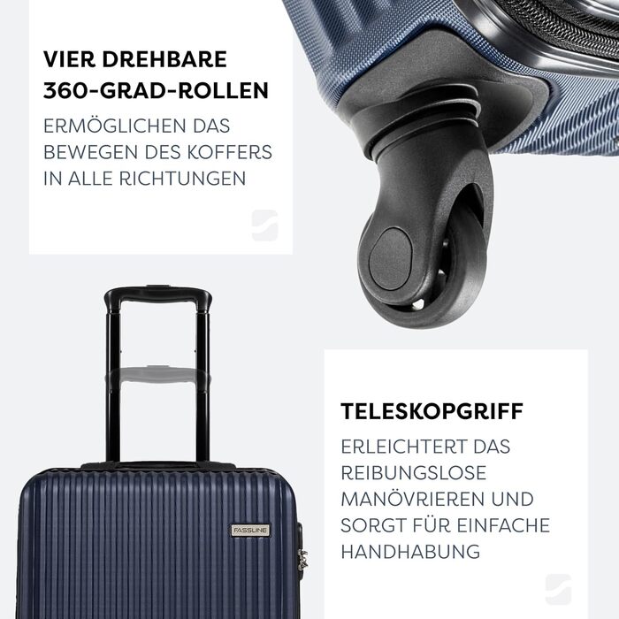 Набір валіз 3 шт: ручна, середнього та великого розміру. Чохол з ABS-пластику, 4 колеса, кодовий замок, телескопічна ручка. Набір валіз (малий + середній + великий). Колір: темно-синій, ручна валіза (M)