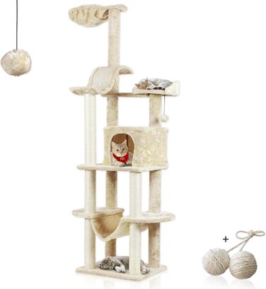 Дряпка для котів Rohrschneider Kratzbaum Travel з інтегрованим м'ячиком та гамаком (бежева)