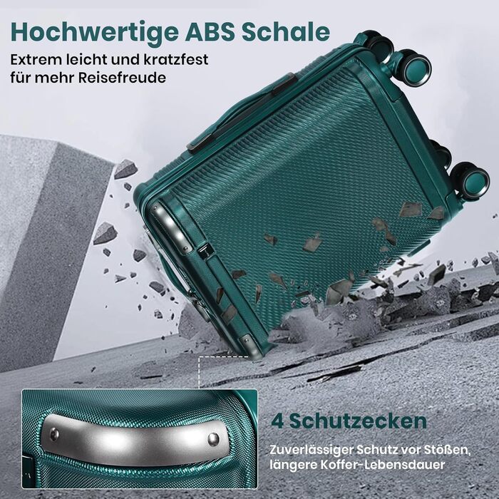 Набір валіз Tavoxda 3 шт. з TSA-замком, великі, для жінок та чоловіків, зелені