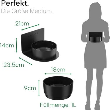 Миска для собак DRAIAX ElegantFeed M з кераміки – чорна, матова зовні, глянцева всередині