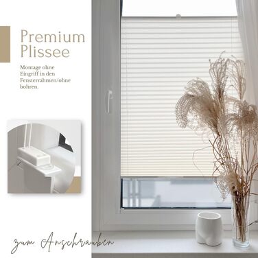 Custom-Fit Premium Pleated Shades - Adhesive Interior Frames, Height, Fabric Color, and Profile Colors, Blackout Blinds for Windows & Doors, Sunshade Roller in Various Widths