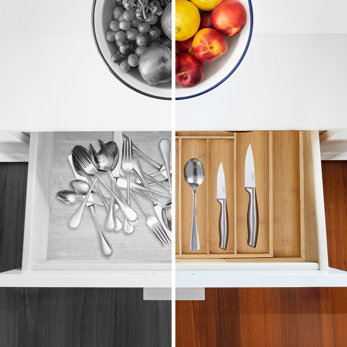 Relaxdays Extendable Bamboo Cutlery Box