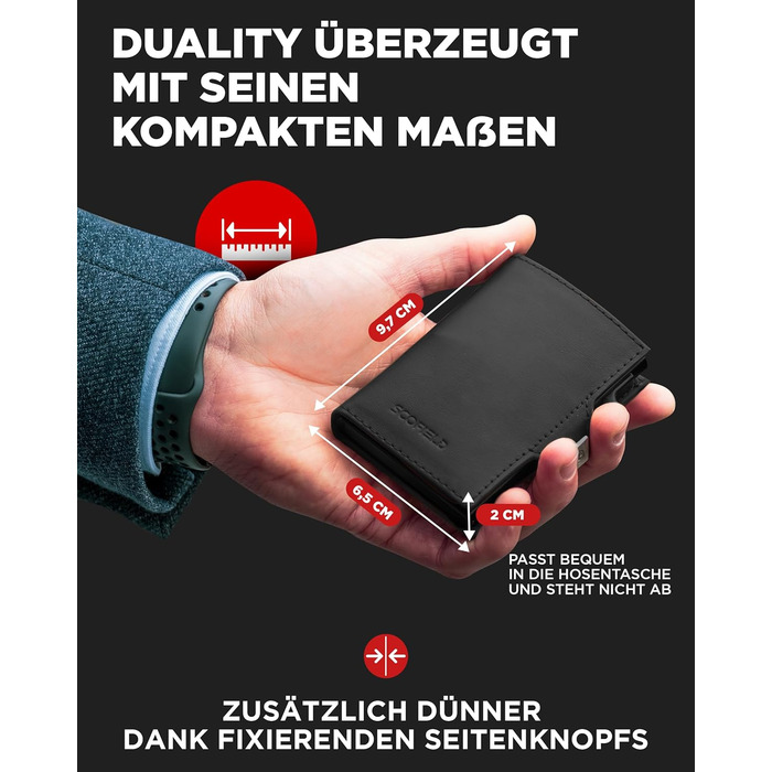 SF SCOFIELD Duality Magflip Slim Wallet: Чоловіче карткове та монетне портмоне з RFID захистом (Чорний матовий)