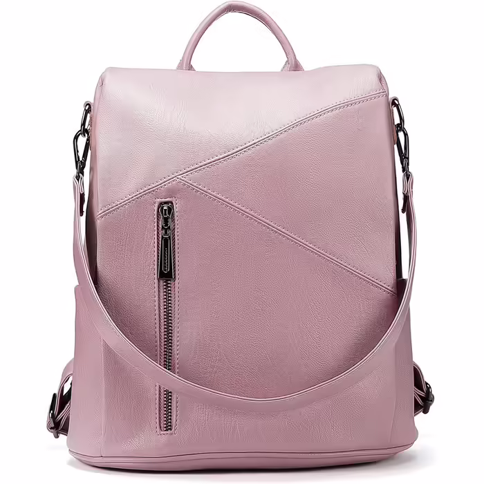 molshine Anti-Theft Backpack made from vegan leather, fashionable casual bag, travel daypack, shoulder backpack, handbags for women and men HB041 (Violet/Purple)