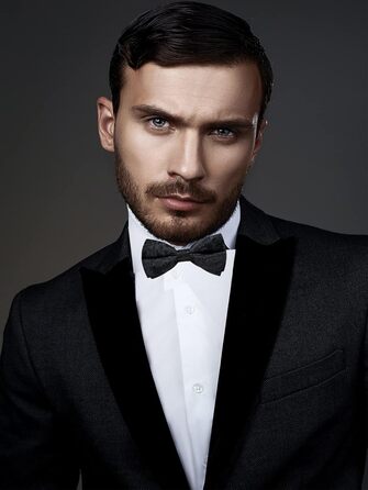 Краватка-метелик DiBanGu з нагрудною хустиною та запонками. Комплект для весілля, вечірки, балу (Dunkel 7019)