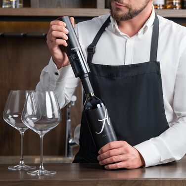 Premium Electric Corkscrew - with Charging Station - Integrated Foil Cutter - Packaged in a High-Quality Gift Box - Black/Silver (Lugano - Matte Black)