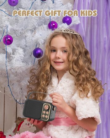 Караоке машина з 2 мікрофонами, портативна Bluetooth колонка для дітей та дорослих, 7 голосових ефектів, ідеально для вечірок та днів народжень (Чорний)