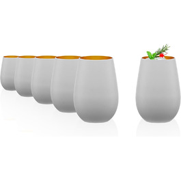 Stölzle Lausitz Glasses 465ml I Drinking Glasses 6-Piece Set I Cocktail Glasses Dishwasher-Safe with High Impact Resistance I Universal Glasses as Water Glasses, Juice Glasses, Whiskey Glasses I White Gold