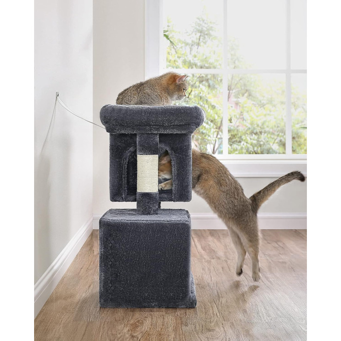 Feandrea Cat Tree Small, 67 cm Cat Tree, Cat House for Kittens up to 3 kg, Large Platform, Sisal Posts, PCT611W01 (Smoke Grey)