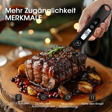 Цифровий кухонний термометр DOQAUS для приготування м'яса, випічки та грилю з LCD екраном