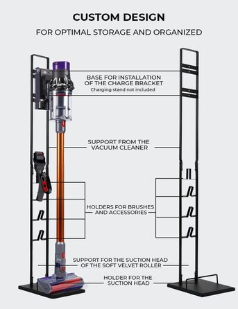 Dyson Vacuum Stand - Compatible with Dyson V15, V12, V11, V10, V8, V7, V6 & DC58, DC59, DC62, DC74 Vacuum Cleaners - Organizer Holder Rack