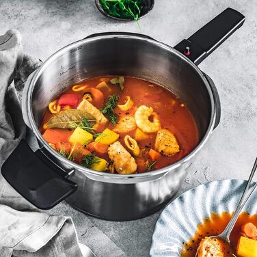 Каструля-скороварка Fissler Vitaquick 4.5 л, нержавіюча сталь, діаметр 22 см, Made in Germany, 2 рівні приготування, індукційна плита