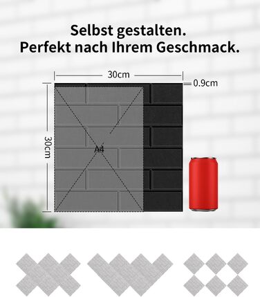 Акустичні панелі самоклеючі для звукоізоляції стін, 30x30x0.9 см, набір 8 шт, чорні — для студії звукозапису, геймерської кімнати та офісу