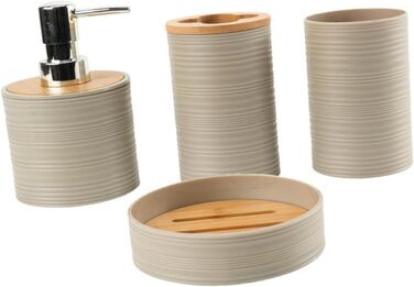 Набір аксесуарів для ванної кімнати Perfk: мильниця, стакан для води, тримач для зубних щіток, зелений (бежевий)