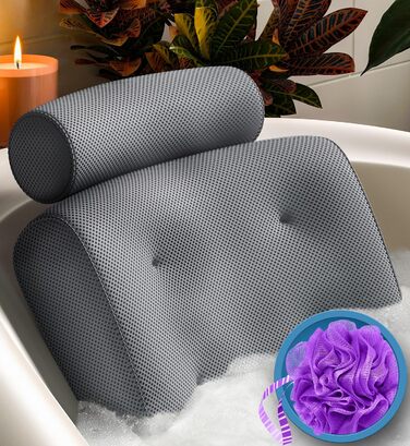 Everlasting Comfort Luxury Bath Pillow - Head, Neck, and Back Support Cushion for Bathtub, Spa, and Soaking