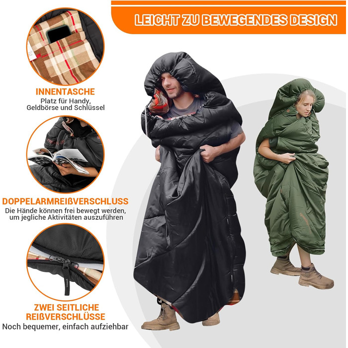 KingCamp XXL 3-Season Sleeping Bag - Oversized for Adults, Outdoor Camping, Backpacking, Hiking, Travel - Lightweight & Portable