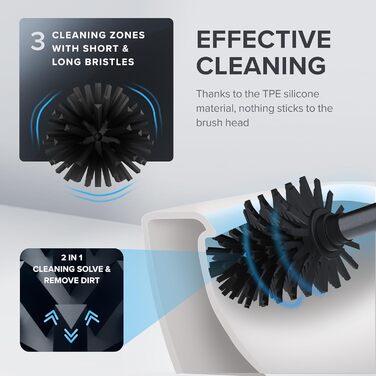 Набір для чищення унітазу Gunmetal matt з силіконовою щіткою | Без торпедо, знімною підставкою | З нержавіючої сталі, змінний насадок