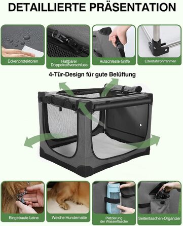 Складана переноска для собак середніх порід, 76x54x54 см, зелена/сіра