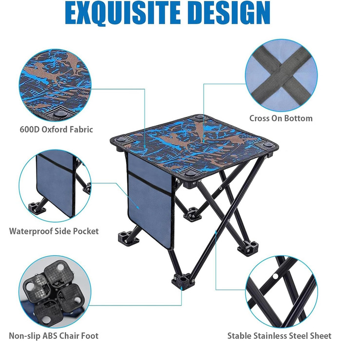 Складаний туристичний стільчик для риболовлі та відпочинку на природі - компактний, з сумкою