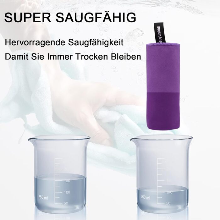 Набір рушників Leeyunbee з мікрофібри (2 шт.) - 160x80 см + 80x40 см, швидковисихаючі, для спорту, подорожей, пляжу (фіолетовий)