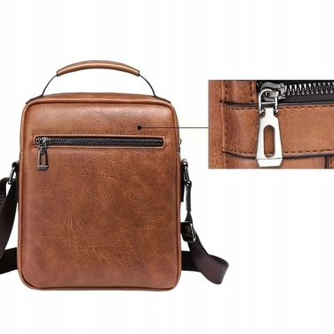 Чоловіча сумка-месенджер коричнева, екошкіра, через плече та в руку