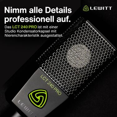 Конденсаторний мікрофон LCT 240 PRO XLR для вокалу, інструментів, подкастів та стрімінгу - професійний звук. У комплекті: мікрофонна стійка, поп-фільтр, кейс