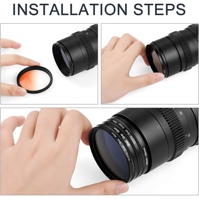 Набір кольорових фільтрів для об'єктивів Fotover 9 шт. (72мм) для Canon, Nikon, Sony, Pentax, Olympus, Fuji DSLR камер