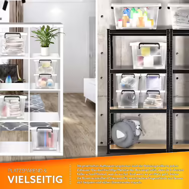 Пластикові контейнери tillvex з кришкою, 62 л, набір 6 шт, харчові, для зберігання одягу та продуктів, міцні, штабельовані, 100% новий матеріал