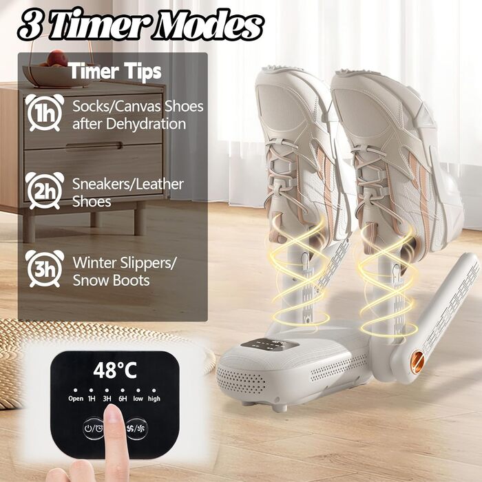 Електрична сушарка для взуття Herbst з 4 тримачами, таймером та 2 швидкостями для чобіт, лижних черевиків, шкарпеток та рукавичок