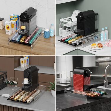 Підставка для капсул Nespresso HOMEXIN прозора на 40 капсул, висувна шухляда, стійкий органайзер для кавомашини