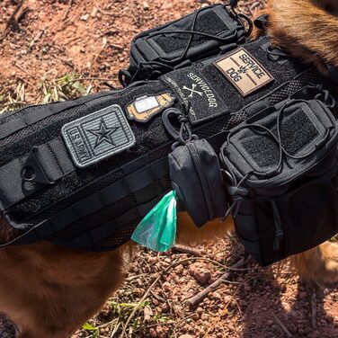 Диспенсер для собачих пакетів OneTigris для прогулянок, з MOLLE-системою та карабіном, тактичний, чорний, маленький
