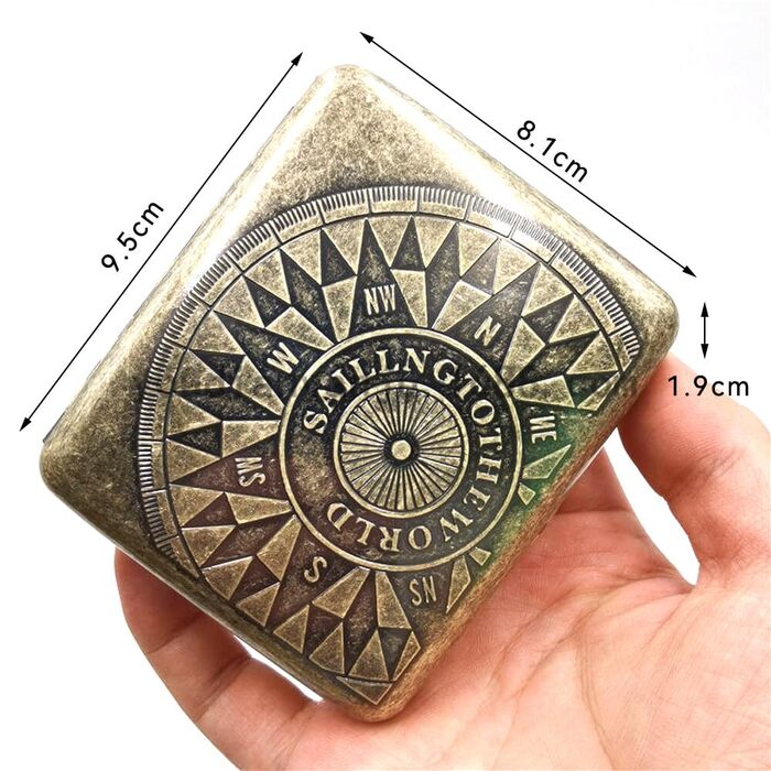 Елегантне металеве тютюнотримач для 20 сигарет, золотий, 10.3x6x1.7 см