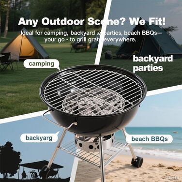 Решітка для гриля з нержавіючої сталі, круглі, різні розміри, для барбекю, кемпінгу, саду, рівномірний нагрів (діаметр 35 см)