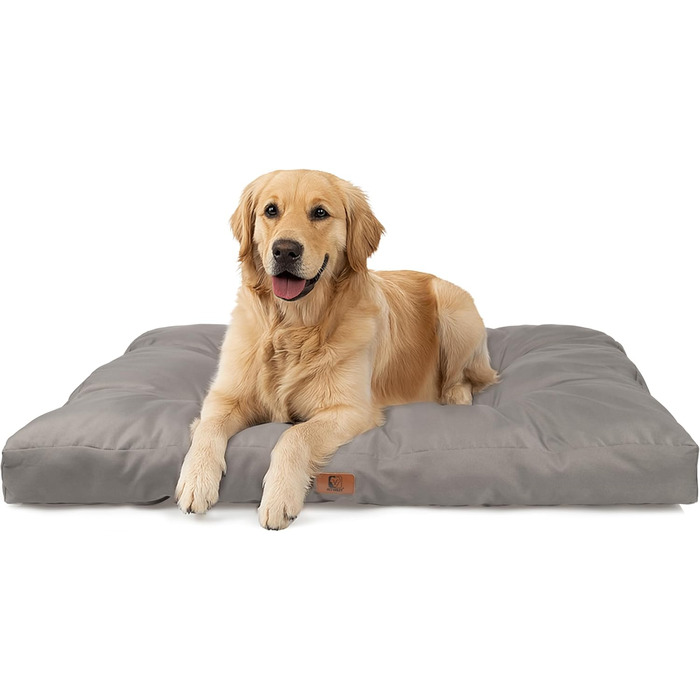 Килимок для собак великих порід 110x90 см - Міцний матеріал Oxford 600D, водовідштовхувальний, XXL лежанка для собак 10 см заввишки, двосторонній, для вулиці - Сірий 110x90x10 см