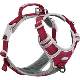 ThinkPet Шлейка для собак від тяги з ручкою - регульована, без тиску, світловідбиваюча, дихаюча, з м'якою підкладкою (S, Червона) Червона S (1 шт.)
