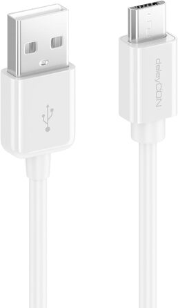 Кабель Micro USB deleyCON 0.15м для Android, смартфонів, планшетів, MP3 плеєрів, камер - білий (5м)