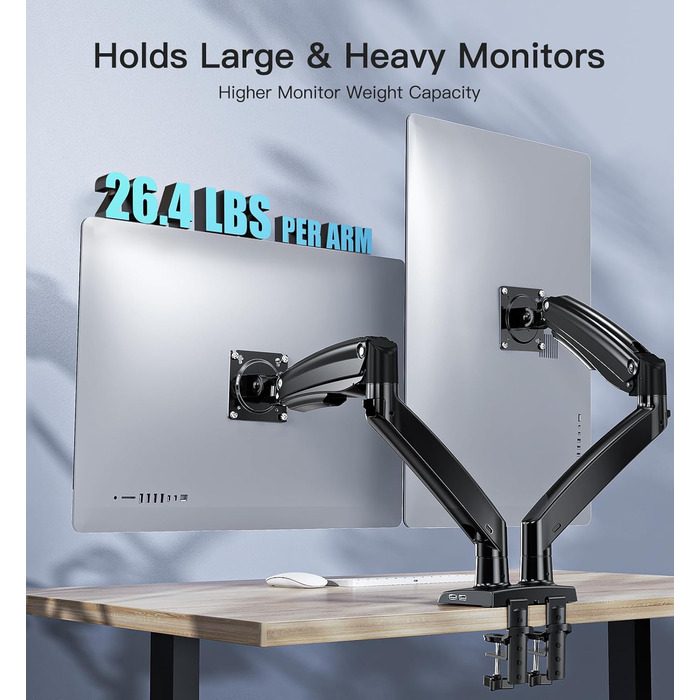 Тримач для монітора HUANUO - 2 монітори, 13-40 дюймів, VESA 75/100 мм, для геймінгу, 2-12 кг