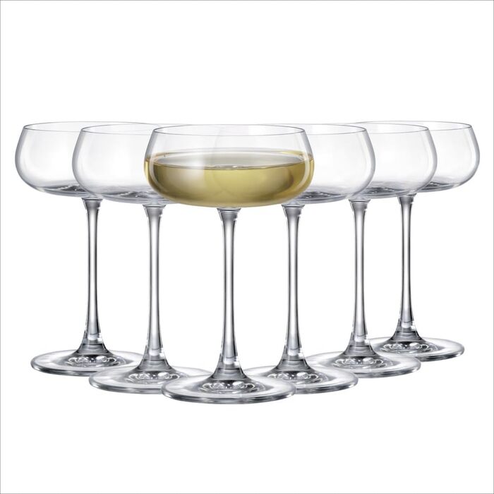 Коктейльні келихи Crystal Bohemia - набір 6 шт, 300 мл, стійкі до подряпин, миються в посудомийній машині - Набір келихів з кришталевого скла, ідеальні для коктейлів, лонгдрінків та стильних заходів, 300 мл