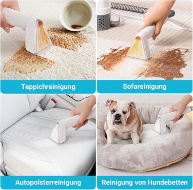 Пристрій для чищення м'яких меблів: мокрий/сухий пилосос, чистка килимів, 600W, 16KPa, бак 2,3L, самоочищення, компактний, для килимів, диванів, сходи
