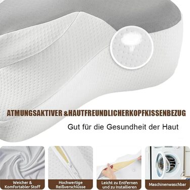 Подушка Pillow Daddy для сну на боці, спині та животі з піни Memory Foam – ортопедична подушка для підтримки шиї, біла, знімний чохол