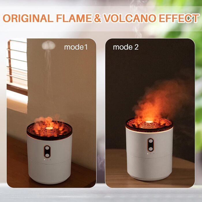 Зволожувач повітря Vulkan з аромадифузором: 300 мл, 2 режими, керування від пульта, нічне підсвічування, холодний пар, для дому та спортзалу, білий