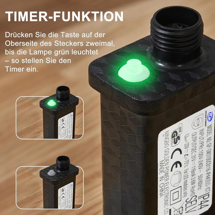 LED гірлянда WISD 23м, 200 LED, багато кольорів - димувана різдвяна ілюмінація на темно-зеленому кабелі з 12 режимами, таймером та EU штекером - для прикраси ялинки, балкона, кімнати, саду. 200 LED