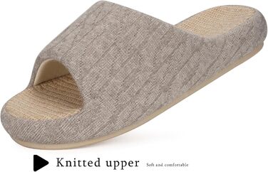 Тапочки жіночі Eagsouni з льону, зручні, з антиковзким покриттям, з піною Memory Foam, плоскі, для дому, теплі, (39/40 EU, Хакі)