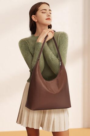 Сумка жіноча KALIDI Shopper з PU шкіри, велика сумка-тоут Hobo, темно-коричнева для роботи, навчання, повсякденного використання