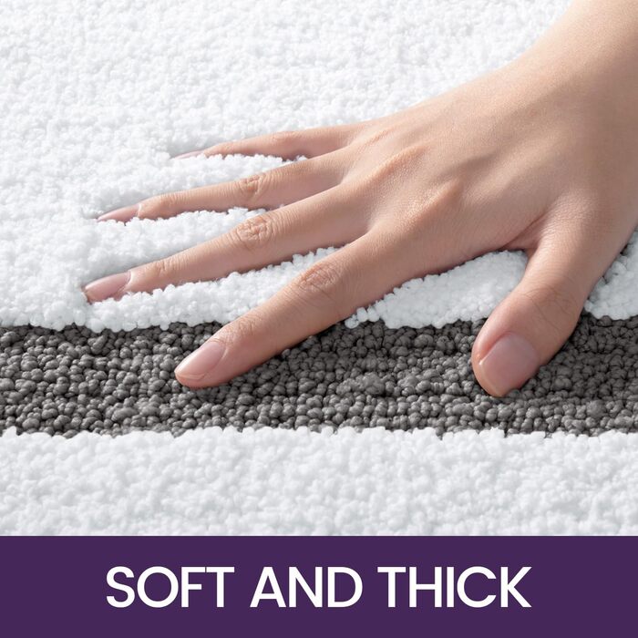 DEXI Non-Slip Bathroom Rug - Absorbent Bath Mat for Shower, Bathtub & Toilet - Machine Washable, Soft, Oval (61 x 92 cm, Grey)