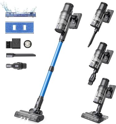 Бездротовий пилосос Proscenic P15: 55KPa, 580W, 70 хв, LED дисплей, антизаплутувальна щітка, фільтр GreenEye, для твердих підлог, килимів, шерсті тварин, авто, блакитний