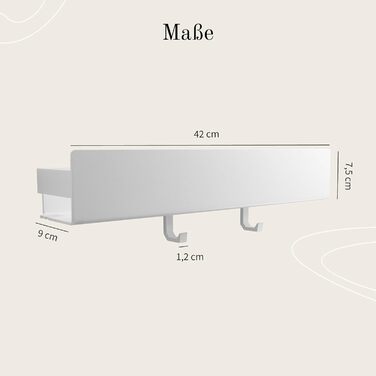Designfabrik Hamburg Shower Shelf without Drilling | Bathroom Organizer | Shower Shelf without Drilling | Bathroom Shelf | Hanging Shelf | Wall Shelf | Adhesive Shower Basket | Shower Shelf White 42 cm